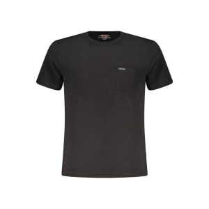 Guess Jeans Ανδρικό Μαύρο T-shirt με στρογγυλή λαιμόκοψη και τσέπη