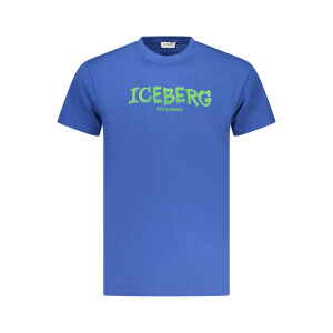 ICEBERG Ανδρικό Μπλε T-shirt με στρογγυλή λαιμόκοψη και print λογότυπο