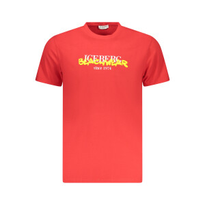 ICEBERG Ανδρικό Κόκκινο T-shirt με στρογγυλή λαιμόκοψη και print λογότυπο