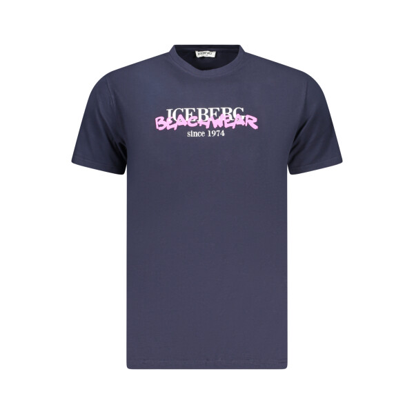 ICEBERG ανδρικό μπλε t-shirt με στρογγυλή λαιμόκοψη και print λογότυπο