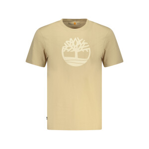 Timberland ανδρικό t-shirt σε μπεζ χρώμα με στρογγυλή λαιμόκοψη και λογότυπο