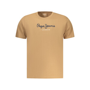 Pepe Jeans ανδρικό καφέ t-shirt με στρογγυλή λαιμόκοψη και print λογότυπο