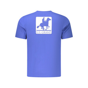 U.S. GRAND ανδρικό μπλε t-shirt με στρογγυλή λαιμόκοψη και print λογότυπο