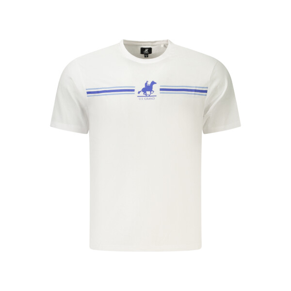 U.S. GRAND ανδρικό λευκό T-shirt με στρογγυλή λαιμόκοψη και print λογότυπο