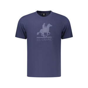 U.S. GRAND Ανδρικό Μπλε T-shirt με στρογγυλή λαιμόκοψη και print λογότυπο