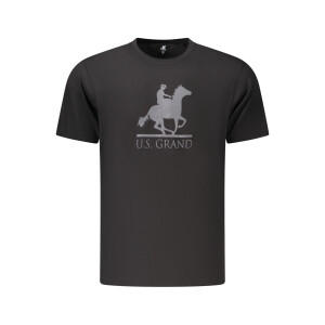 U.S. GRAND Ανδρικό Μαύρο T-shirt με στρογγυλή λαιμόκοψη και print λογότυπο