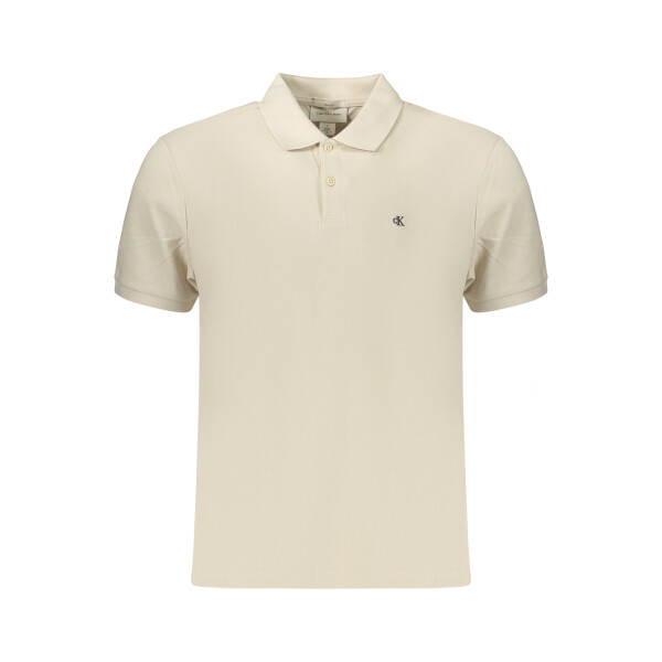 Calvin Klein ανδρική polo μπλούζα σε μπεζ χρώμα με κεντημένο λογότυπο