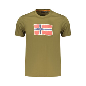 Napapijri Ανδρικό Πράσινο T-shirt με στρογγυλή λαιμόκοψη και λογότυπο