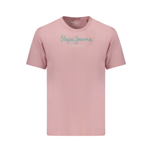 Pepe Jeans ανδρικό ροζ t-shirt με στρογγυλή λαιμόκοψη και λογότυπο