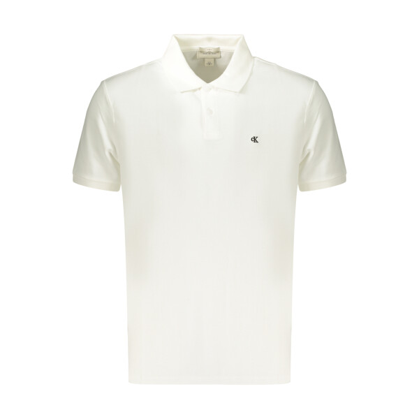 Calvin Klein ανδρική λευκή polo μπλούζα με κεντημένο λογότυπο