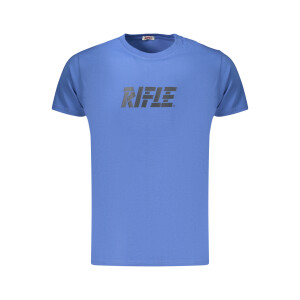 RIFLE Ανδρικό Μπλε T-shirt με στρογγυλή λαιμόκοψη και print λογότυπο