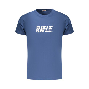 RIFLE Ανδρικό Μπλε T-shirt με στρογγυλή λαιμόκοψη και print λογότυπο
