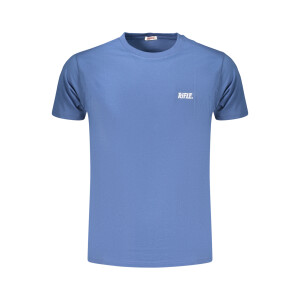 RIFLE Ανδρικό Μπλε T-shirt με στρογγυλή λαιμόκοψη και print λογότυπο