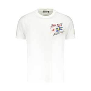 Napapijri ανδρικό t-shirt σε λευκό χρώμα με στρογγυλή λαιμόκοψη και print λογότυπο
