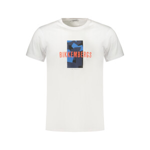 BIKKEMBERGS Ανδρικό Λευκό T-shirt με print λογότυπο