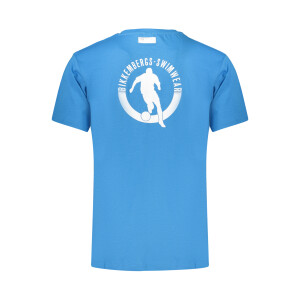 BIKKEMBERGS Ανδρικό Μπλε T-shirt με στρογγυλή λαιμόκοψη και λογότυπο