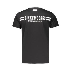 BIKKEMBERGS Ανδρικό Μαύρο T-Shirt με στρογγυλή λαιμόκοψη και print