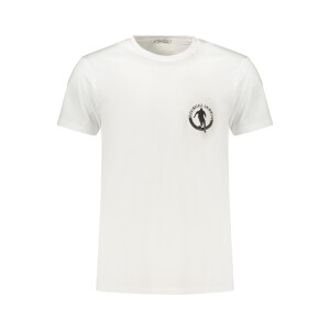 BIKKEMBERGS ανδρικό λευκό t-shirt με στρογγυλή λαιμόκοψη και print λογότυπο