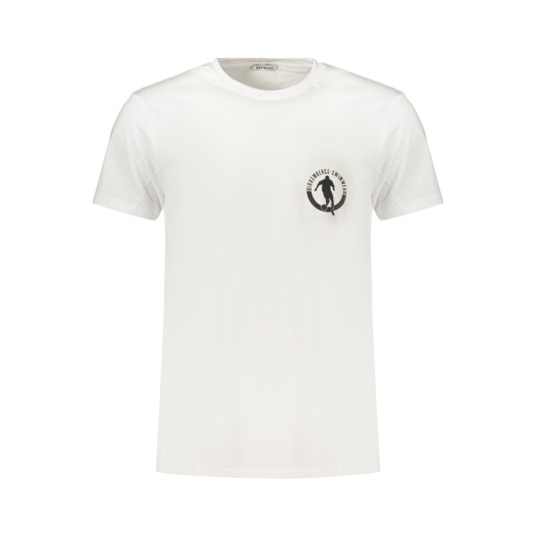 BIKKEMBERGS ανδρικό λευκό t-shirt με στρογγυλή λαιμόκοψη και print λογότυπο
