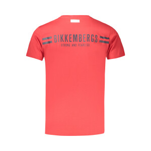 BIKKEMBERGS Ανδρικό Κόκκινο T-shirt με στρογγυλή λαιμόκοψη και print λογότυπο