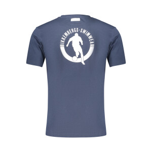 BIKKEMBERGS Ανδρικό Μπλε T-shirt με στρογγυλή λαιμόκοψη και print λογότυπο