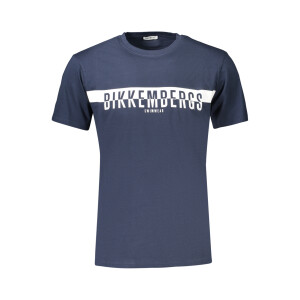 BIKKEMBERGS Ανδρικό Μπλε T-shirt με στρογγυλή λαιμόκοψη και λογότυπο