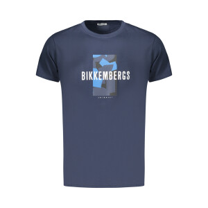 BIKKEMBERGS ανδρικό t-shirt σε μπλε χρώμα με print λογότυπο