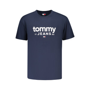 Tommy Hilfiger ανδρικό μπλε t-shirt με στρογγυλή λαιμόκοψη και print λογότυπο