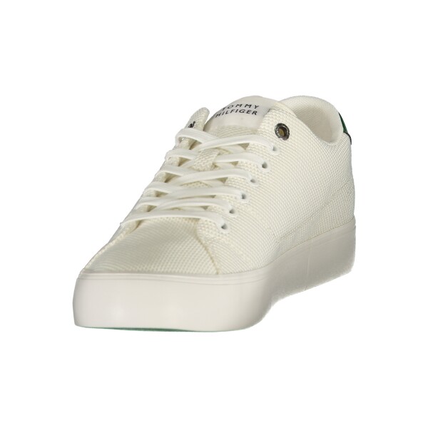 Tommy Hilfiger ανδρικά sneakers σε λευκό χρώμα με πράσινες λεπτομέρειες