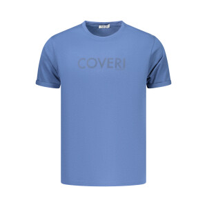 COVERI MOVING Ανδρικό Μπλε T-shirt με στρογγυλή λαιμόκοψη και print λογότυπο