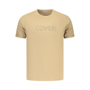 COVERI MOVING Ανδρικό Καφέ T-Shirt με στρογγυλή λαιμόκοψη και print