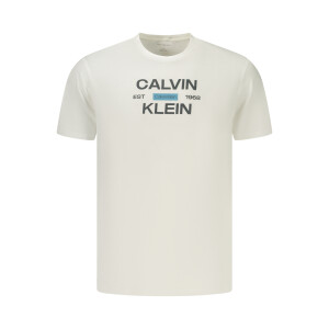 Calvin Klein ανδρικό λευκό t-shirt με στρογγυλή λαιμόκοψη και print λογότυπο