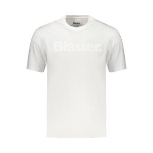 Blauer APPAREL ανδρικό λευκό t-shirt με στρογγυλή λαιμόκοψη και print λογότυπο