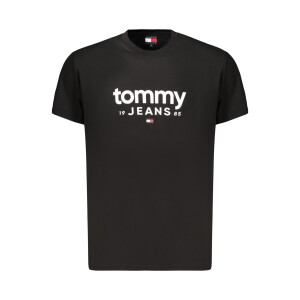Tommy Hilfiger ανδρικό μαύρο T-shirt με στρογγυλή λαιμόκοψη και print λογότυπο