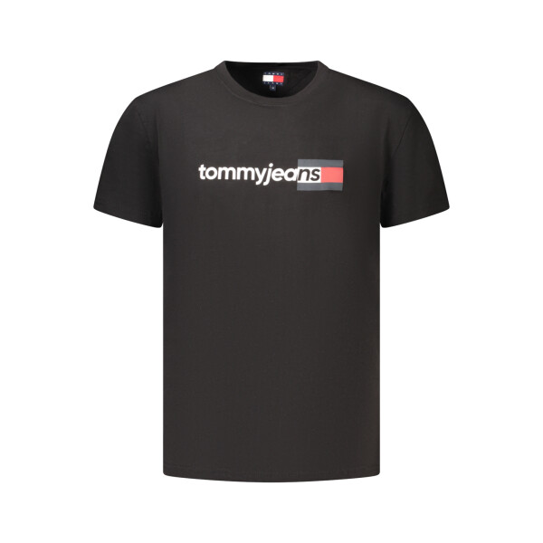 Tommy Hilfiger ανδρικό μαύρο t-shirt με στρογγυλή λαιμόκοψη και print λογότυπο