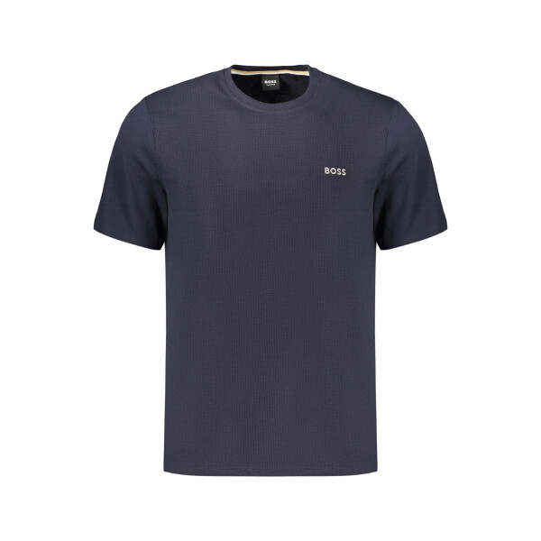 BOSS Ανδρικό Μπλε T-shirt με στρογγυλή λαιμόκοψη και λογότυπο