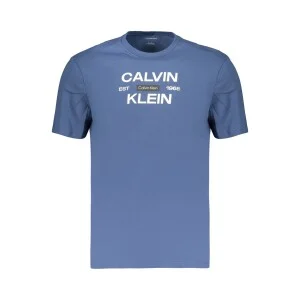 Calvin Klein ανδρικό t-shirt σε μπλε χρώμα με στρογγυλή λαιμόκοψη και ανάγλυφο λογότυπο