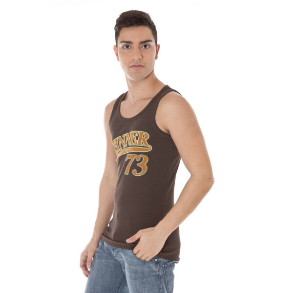 ZUELEMENTS Ανδρικό Καφέ Αμάνικο T-shirt με print και λογότυπο