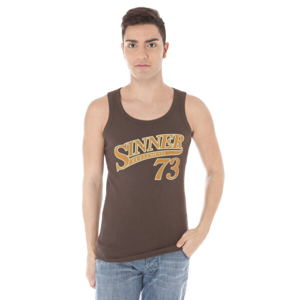 ZUELEMENTS Ανδρικό Καφέ Αμάνικο T-shirt με print και λογότυπο