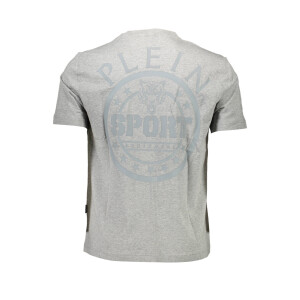 PLEIN SPORT Ανδρικό Γκρι T-shirt με κοντά μανίκια και print