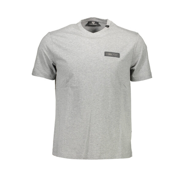 PLEIN SPORT Ανδρικό Γκρι T-shirt με κοντά μανίκια και print