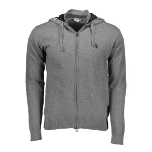 U.S. POLO ASSN.. Ανδρική Γκρι Ζακέτα με κουκούλα και φερμουάρ