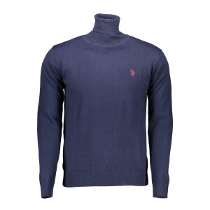 U.S. POLO ASSN.. Ανδρικό Μπλε Πλεκτό με ψηλό λαιμό και λογότυπο